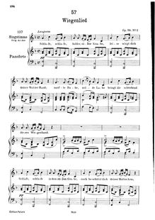 Partition complète, transposition pour low voix, Wiegenlied, D.498 (Op.98 No.2)