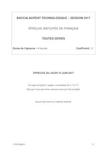Bac 2017 Français Séries techno (première)