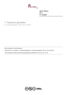 Questions générales. - compte-rendu ; n°1 ; vol.19, pg 382-391