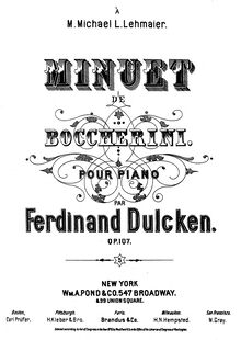 Partition complète, Minuet de Boccherini, Dulcken, Ferdinand Quentin par Ferdinand Quentin Dulcken