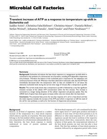 Transient increase of ATP as a response to temperature up-shift in Escherichia coli