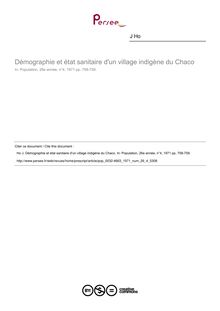 Démographie et état sanitaire d un village indigène du Chaco - article ; n°4 ; vol.26, pg 758-759