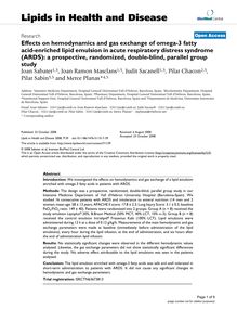 Effects on hemodynamics and gas exchange of omega-3 fatty acid-enriched lipid emulsion in acute respiratory distress syndrome (ARDS): a prospective, randomized, double-blind, parallel group study