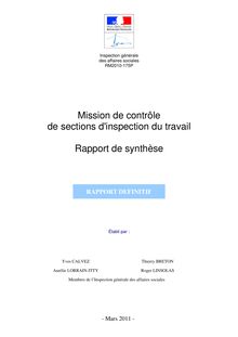 Mission de contrôle de sections d inspection du travail - Rapport de synthèse