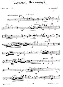 Partition Solo partition de violoncelle, Variations Symphoniques, Op.23