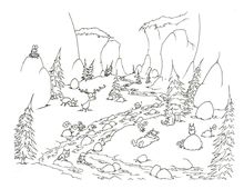 coloring page: yosemite bears by a river bluebison.net