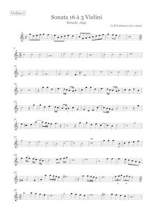 Partition violon 1, Sonate a 1 , , per il violon, o cornetto, fagotto, chitarone, violoncino o simile altro istromento