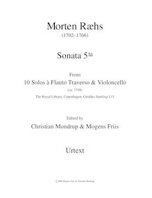 Partition Sonata 5 en G major, Urtext score, 10 Solos a Flauto Traverso & violoncelle