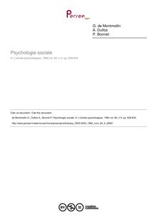 Psychologie sociale - compte-rendu ; n°4 ; vol.84, pg 628-634