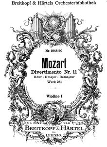 Partition violons I, Divertimento, Divertimento No.11 ; Nannerl Septet