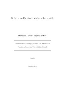 Dislexia en español: estado de la cuestión (Dyslexia in Spanish: the state of the matter)