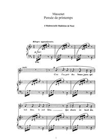 Partition complète (F Major: haut voix et piano), Pensée de printemps