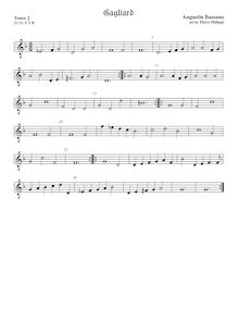 Partition ténor viole de gambe 2, octave aigu clef, Gagliard, Bassano, Augustine