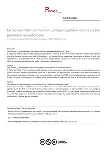 La représentation de l opinion  publique populaire dans la presse parisienne révolutionnaire - article ; n°1 ; vol.303, pg 37-47