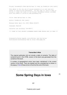 Some Spring Days in Iowa