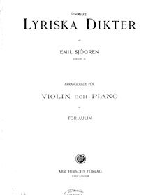 Partition de piano, 7 Sånger ur Tannhäuser, Op.3, Sjögren, Emil