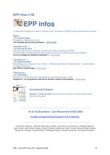 EPP infos n° 30 - Décembre 2008