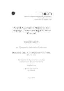 Neural associative memories for language understanding and robot control [Elektronische Ressource] / vorgelegt von Heiner Jens Markert