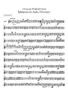 Partition trompette 1, 2 (C, F, avec alternate version en B♭), 3 (C, F), Iphigénie en Aulide