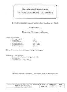 Sujet du bac 2012: Conception, construction d’un modèle en CAO (U12) - Antilles Guyane