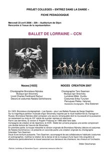 Ballet de Lorraine - PROJET COLLEGES « ENTREZ DANS LA DANSE »