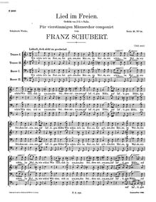 Partition complète, Lied im Freien, D.572, Schubert, Franz