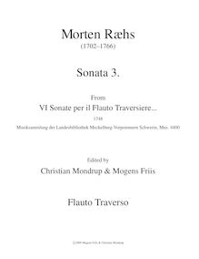Partition Flauto Traverso, VI Sonate per il Flauto Traversiere, Ræhs, Martin