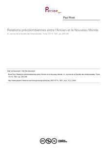 Relations précolombiennes entre l Ancien et le Nouveau Monde  ; n°2 ; vol.13, pg 335-336