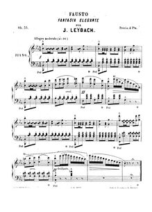 Partition complète, Fantasia Elegante  Fausto  (based on Gounod s  Faust ), Op.35