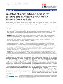 Validation of a core outcome measure for palliative care in Africa: the APCA African Palliative Outcome Scale