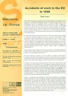 Statistics in focus. Population and social conditions No 4/2000. Accidents at work in the EU in 1996