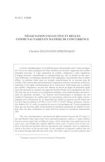Négociation collective et règles communautaires en matière de concurrence  - article ; n°3 ; vol.58, pg 7123-807