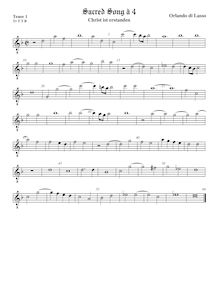 Partition ténor viole de gambe 1, octave aigu clef, Transcriptions pour 4 violes de gambe par Orlande de Lassus