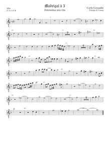 Partition ténor viole de gambe 1, octave aigu clef, Madrigali A Cinque Voci [Libro Quinto] par Carlo Gesualdo