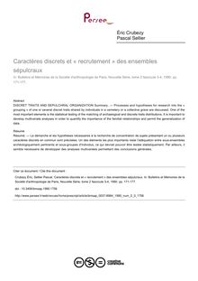 Caractères discrets et « recrutement » des ensembles sépulcraux - article ; n°3 ; vol.2, pg 171-177