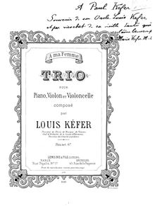 Partition de piano, Piano Trio, Kefer, Louis