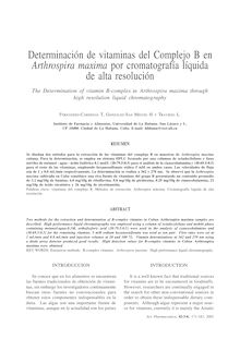 Determinación de vitaminas del Complejo B en Arthrospira maxima por cromatografía líquida de alta resolución. (The Determination of vitamin B-complex in Arthrospira maxima through high resolution liquid chromatography)