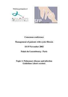 Prise en charge du patient atteint de mucoviscidose - Pneumologie et infectiologie - Cysticfibrosis - Pulmonary disease - Guidelines (short version)