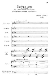 Partition complète, Tantum ergo, Op.55, Fauré, Gabriel