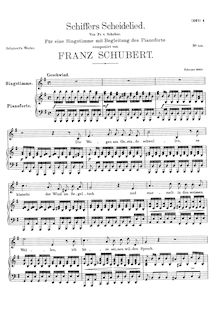 Partition voix + partition de piano, Schiffers Scheidelied, D.910
