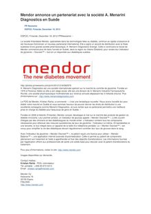 Mendor annonce un partenariat avec la société A. Menarini Diagnostics en Suède