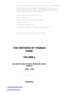 Writings of Thomas Paine — Volume 1 (1774-1779): the American Crisis