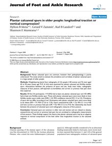 Plantar calcaneal spurs in older people: longitudinal traction or vertical compression?