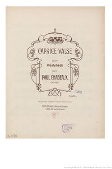 Partition complète, Caprice-valse, B♭ major, Chabeaux, Paul