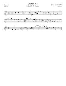 Partition Treble1 viole de gambe,  No.3 pour 3 violes de gambe, Carwarden, John par John Carwarden