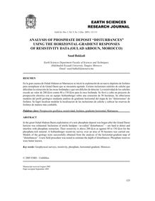 ANALYSIS OF PHOSPHATE DEPOSIT “DISTURBANCES”  USING THE HORIZONTAL-GRADIENT RESPONSES OF RESISTIVITY DATA (OULAD ABDOUN, MOROCCO)