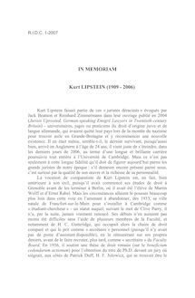In Memoriam Kurt Lipstein (1909-2006) - autre ; n°1 ; vol.59, pg 179-182
