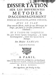 Partition Complete Book, Dissertation sur les différentes métodes d accompagnement pour le Clavecin, ou pour l Orgue..