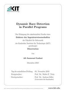 Dynamic race detection in parallel programs [Elektronische Ressource] / von Ali Jannesari Ladani