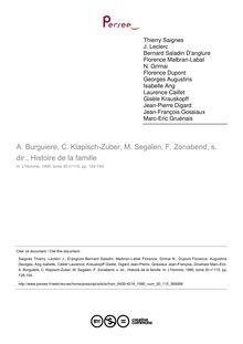 A. Burguiere, C. Klapisch-Zuber, M. Segalen, F. Zonabend, s. dir., Histoire de la famille  ; n°115 ; vol.30, pg 129-154